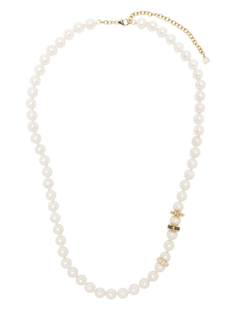 14k Yellow Gold Diamond and Pearl Necklace