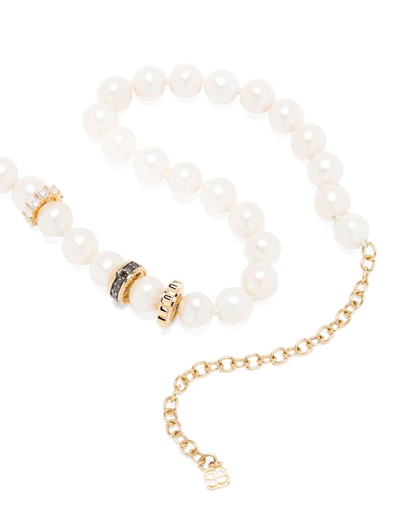 14k Yellow Gold Diamond and Pearl Necklace