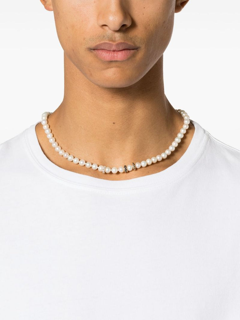 14k Yellow Gold Diamond and Pearl Necklace