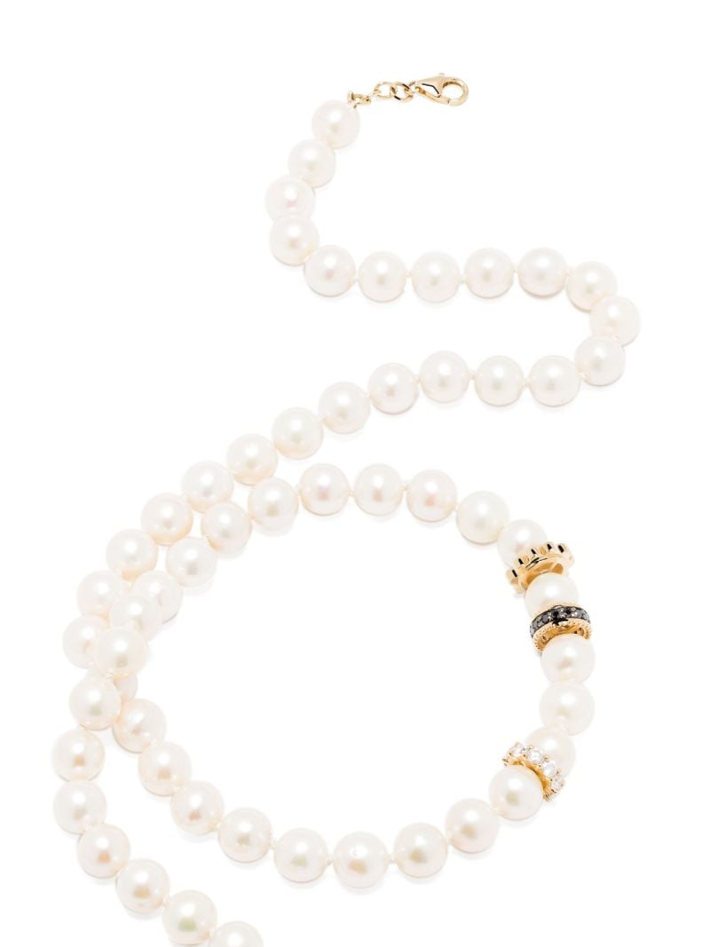14k Yellow Gold Diamond and Pearl Necklace