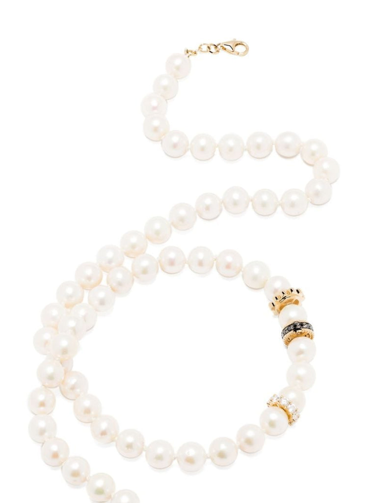 14k Yellow Gold Diamond and Pearl Necklace