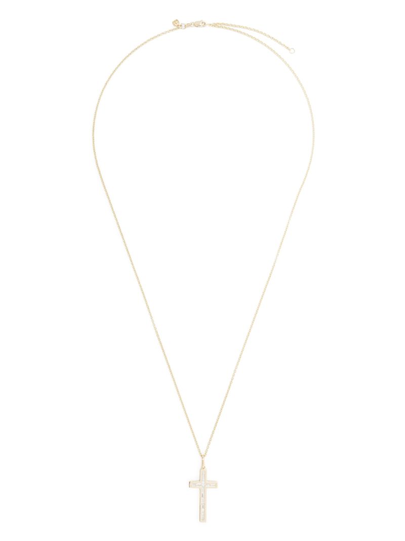 14k Yellow Gold Cross Diamond Pendant Necklace