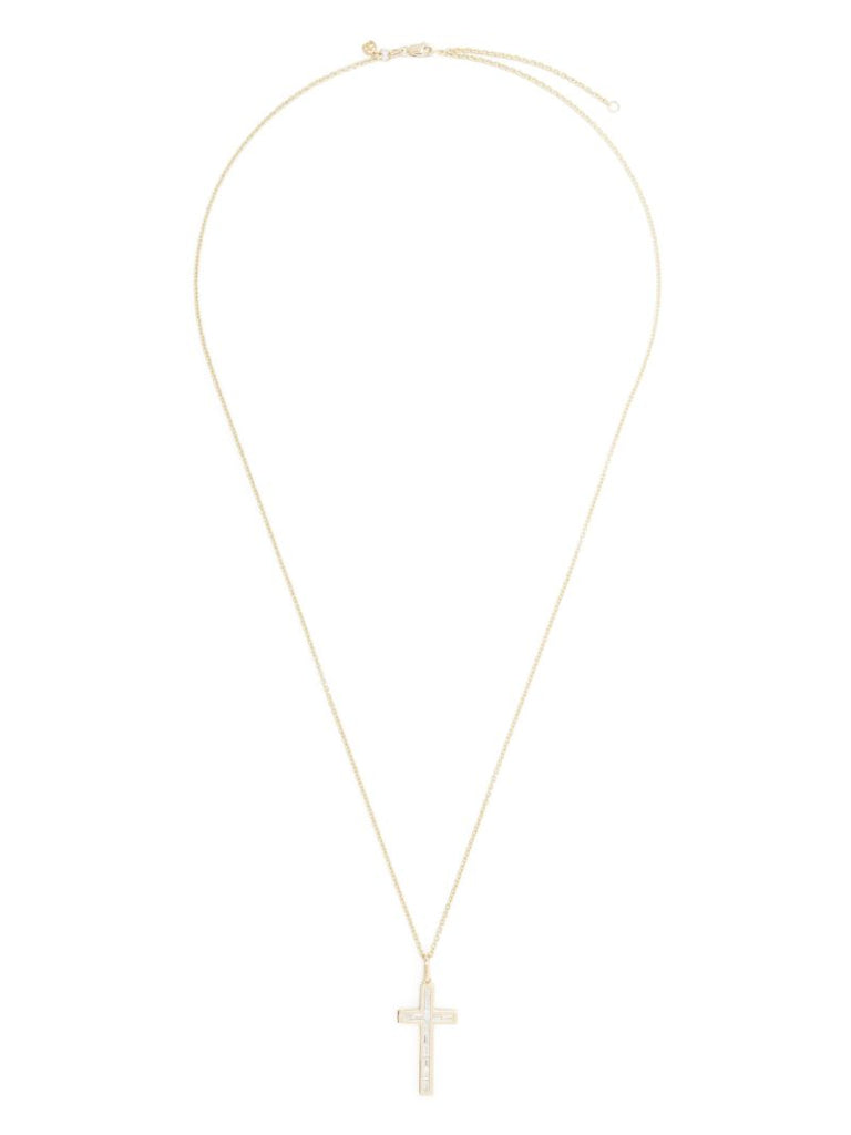 14k Yellow Gold Cross Diamond Pendant Necklace