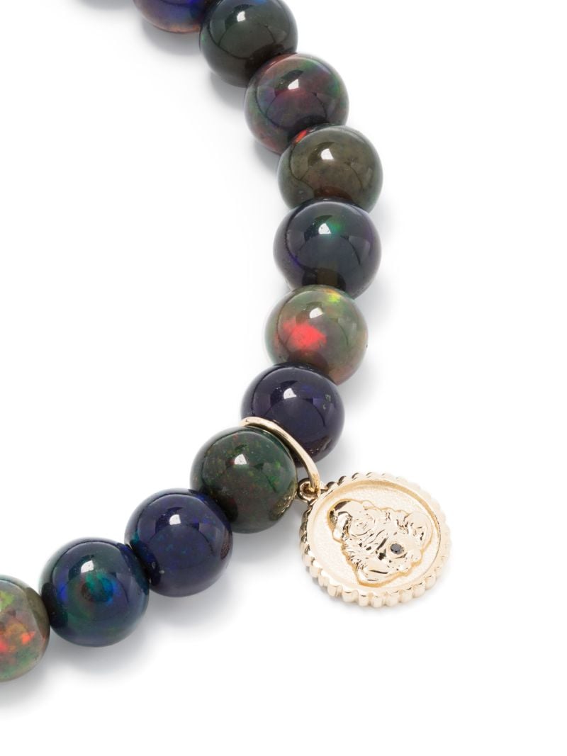 14k Yellow Gold Tiny Sitting Buddha Opal Beaded Bracelet