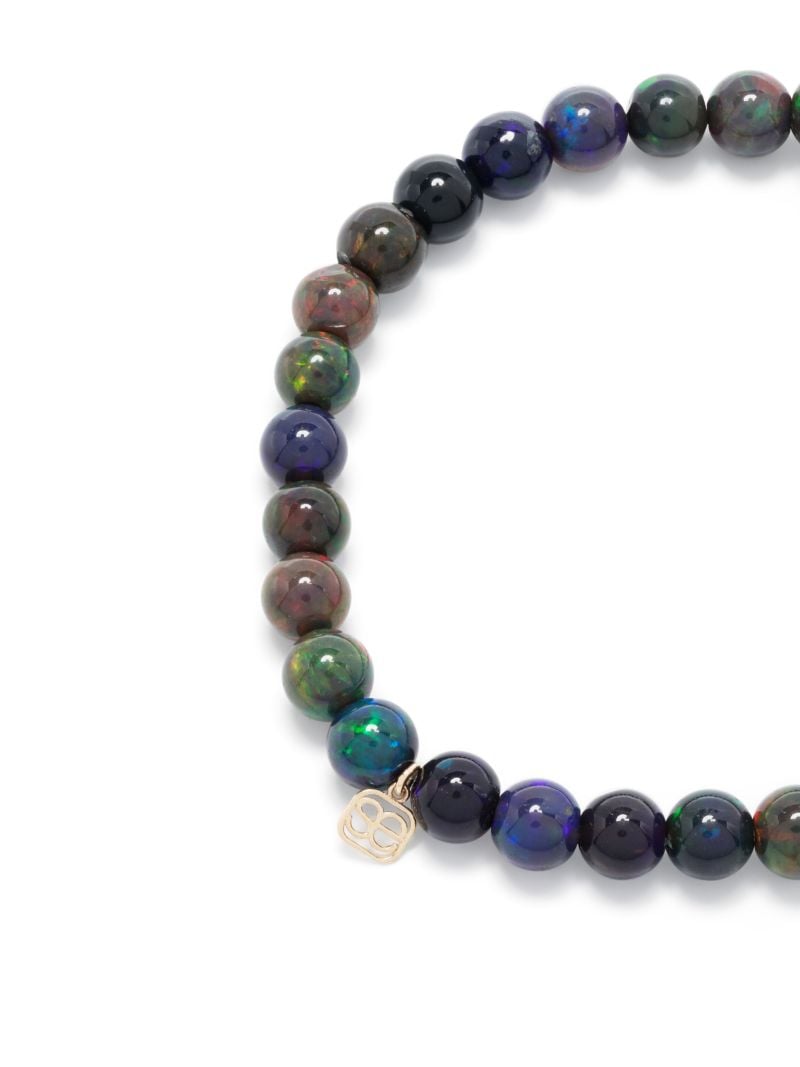 14k Yellow Gold Tiny Sitting Buddha Opal Beaded Bracelet