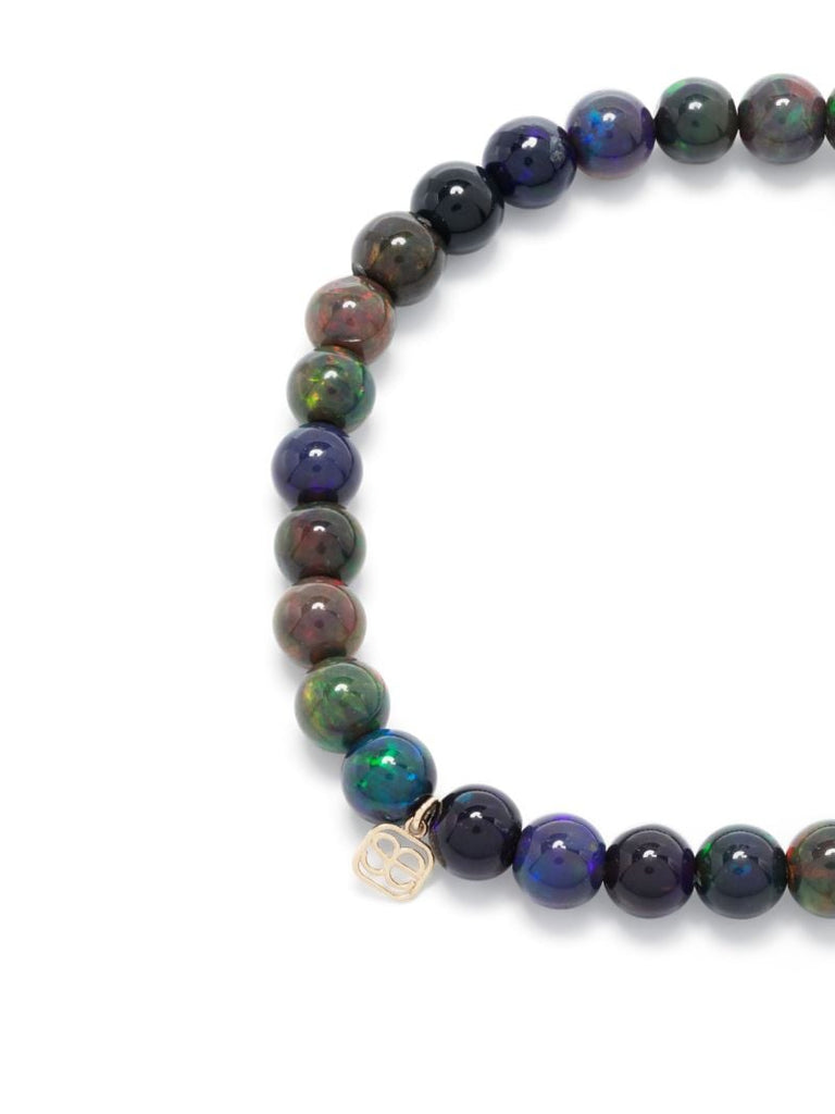 14k Yellow Gold Tiny Sitting Buddha Opal Beaded Bracelet