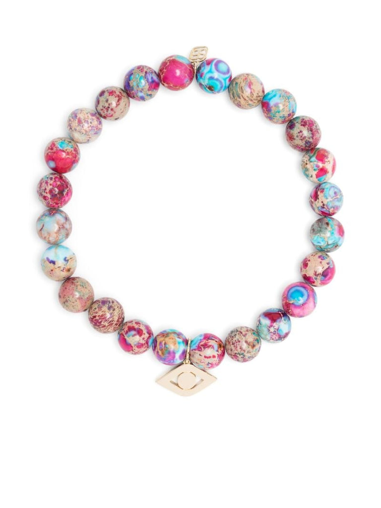 14k Yellow Gold Evil Eye Beaded Bracelet