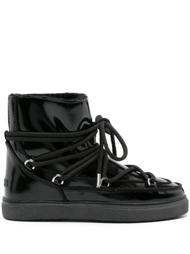 Black Leather Snow Boots