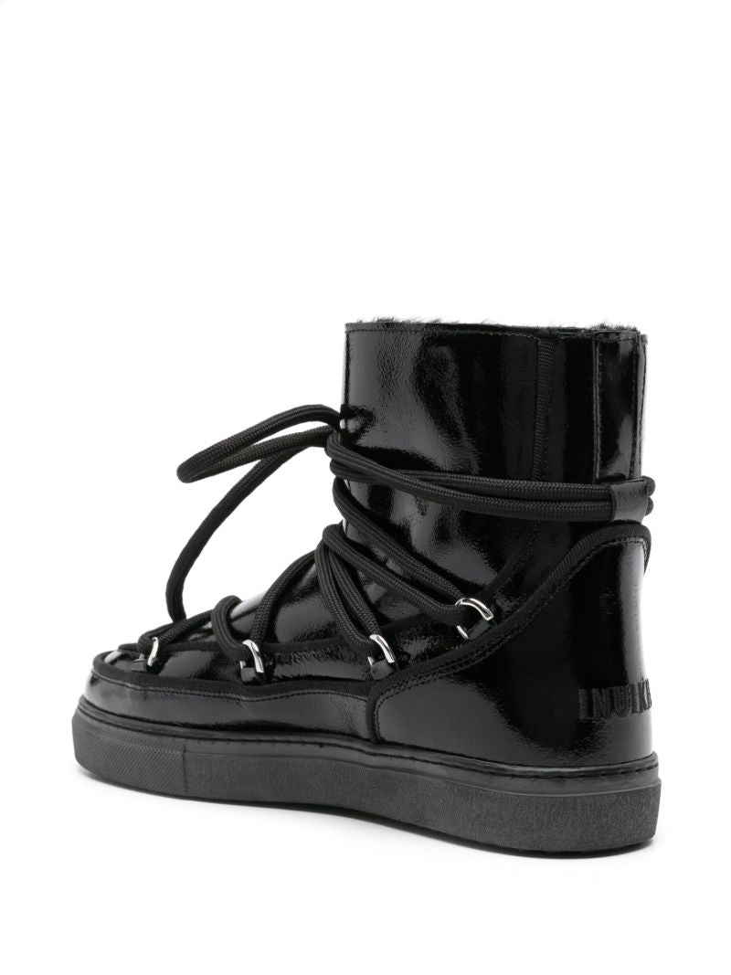 Black Leather Snow Boots