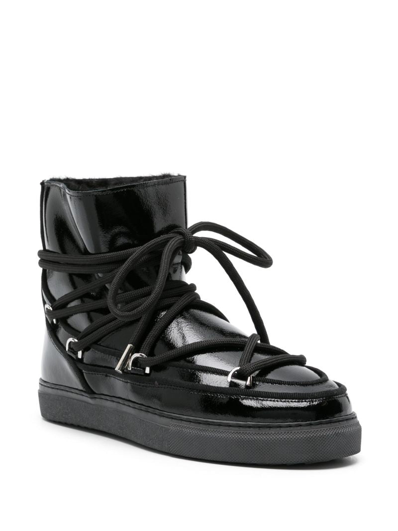 Black Leather Snow Boots