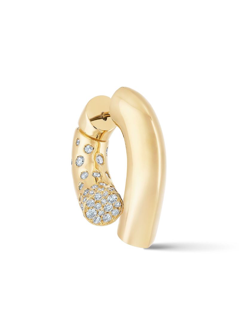 18k Yellow Gold Paved Oera Earrings