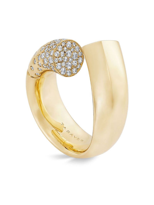 18k Yellow Gold Paved Oera Large Ring