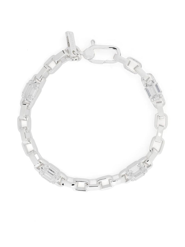 Sterling Silver Anchor Zirconia Chain Bracelet