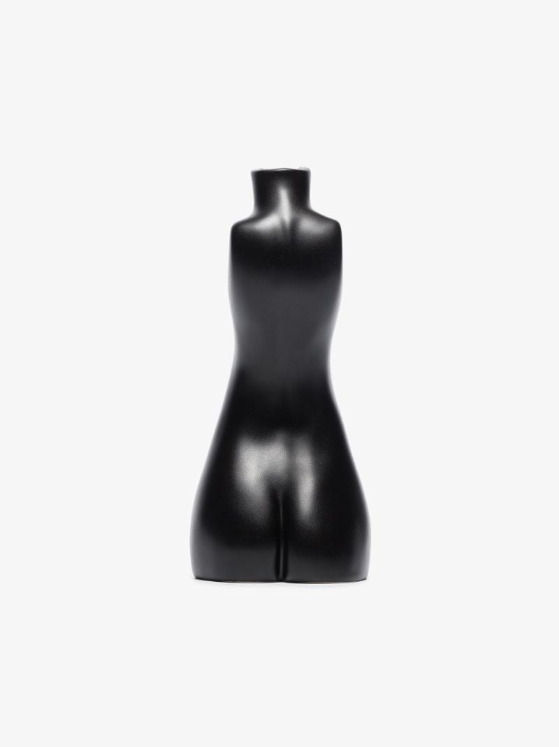 Black Tit for Tat Short Earthenware Candlestick