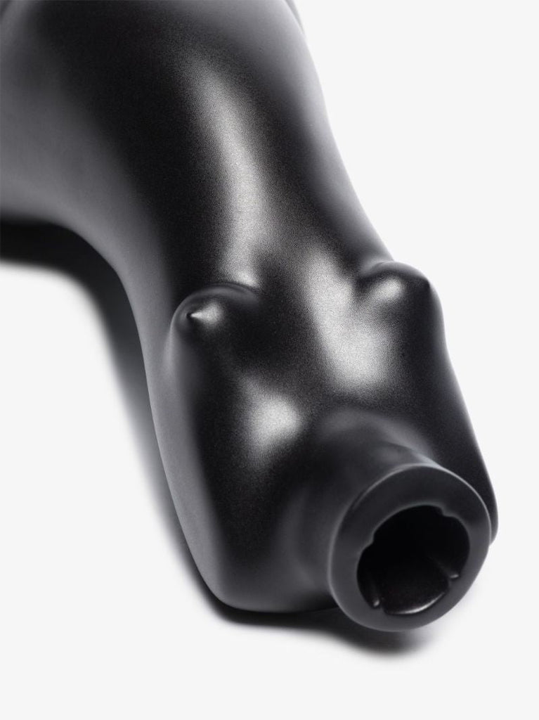 Black Tit for Tat Short Earthenware Candlestick
