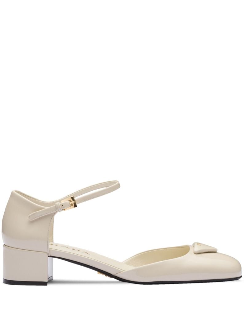 White Triangolo 35 Patent Leather Ballet Pumps