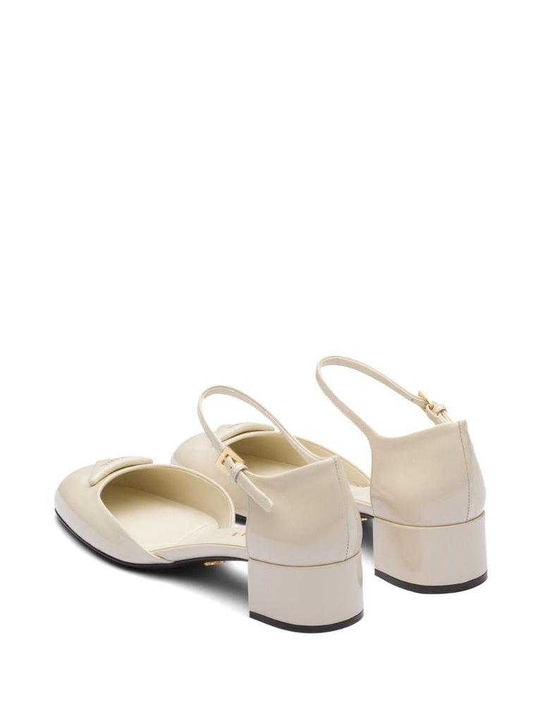 White Triangolo 35 Patent Leather Ballet Pumps