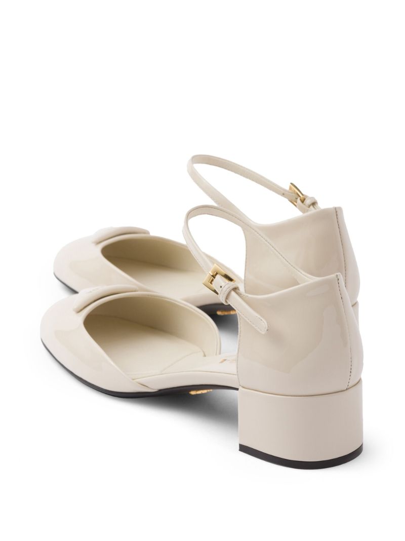 White Triangolo 35 Patent Leather Ballet Pumps