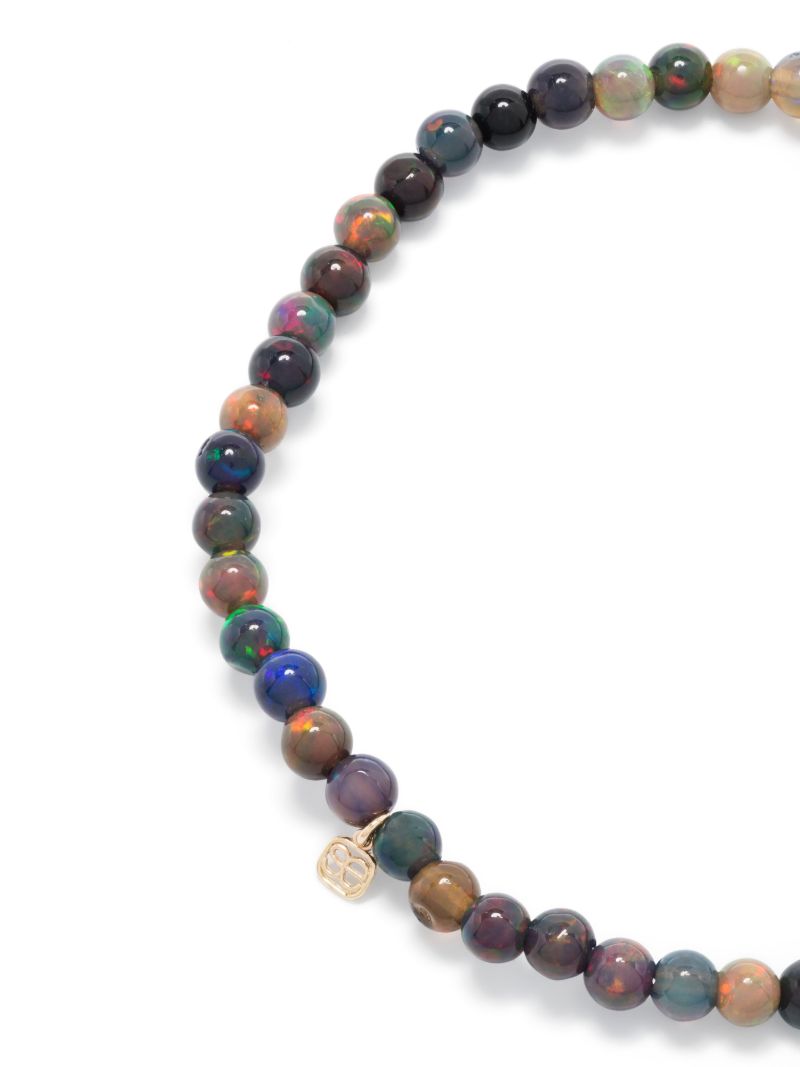 14k Yellow Gold Diamond Opal Beaded Bracelet