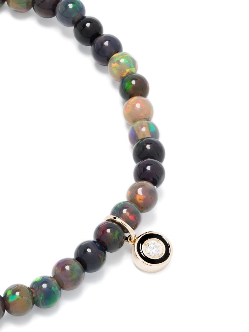 14k Yellow Gold Diamond Opal Beaded Bracelet