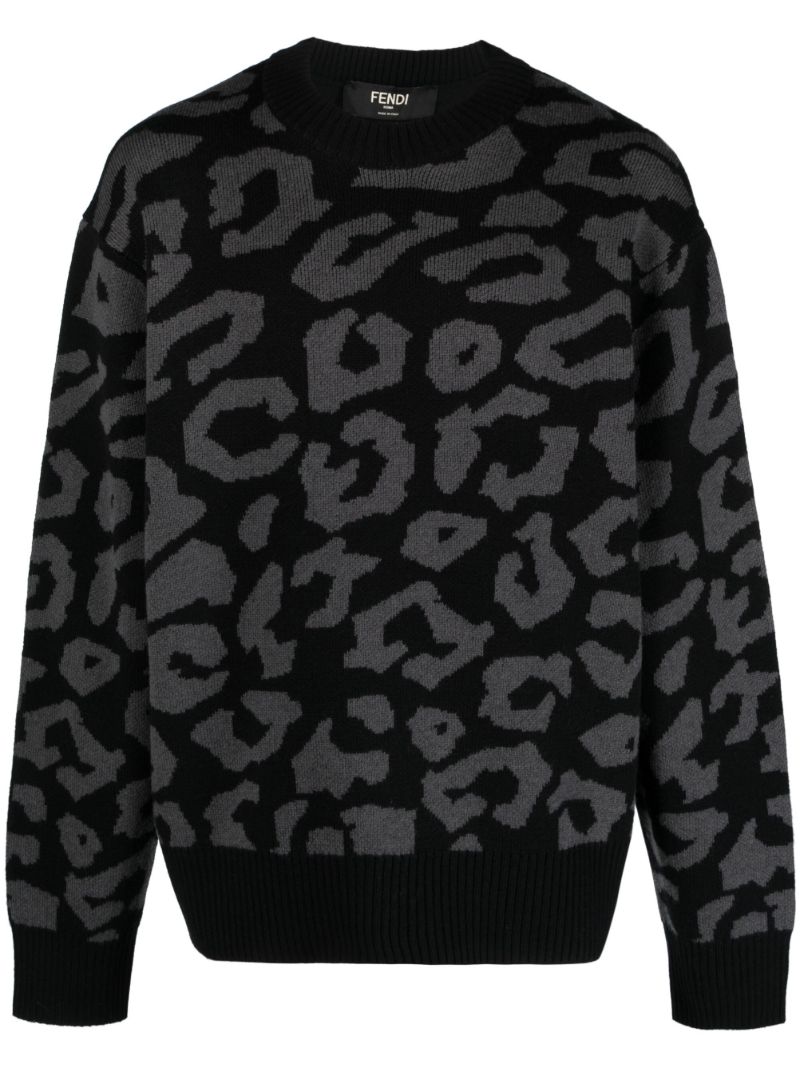 Black Olive Leopard-pattern Sweater