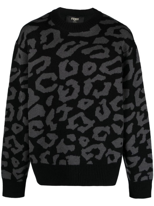 Black Olive Leopard-pattern Sweater