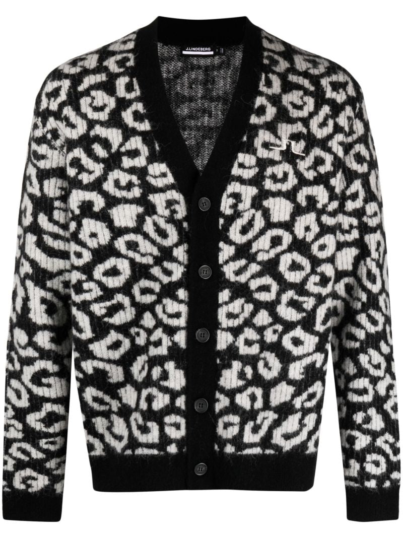 Black Frederic Leopard-pattern Cardigan