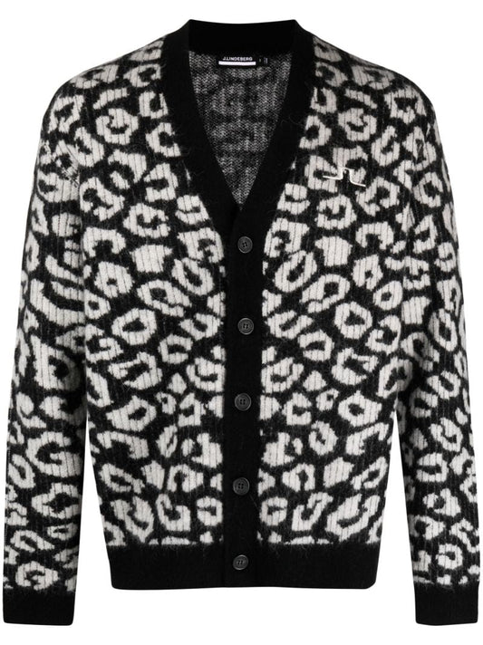 Black Frederic Leopard-pattern Cardigan