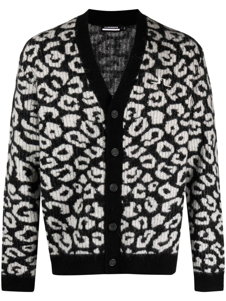 Black Frederic Leopard-pattern Cardigan