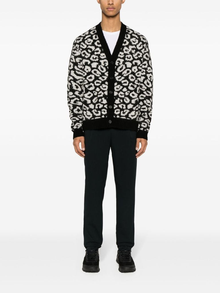 Black Frederic Leopard-pattern Cardigan