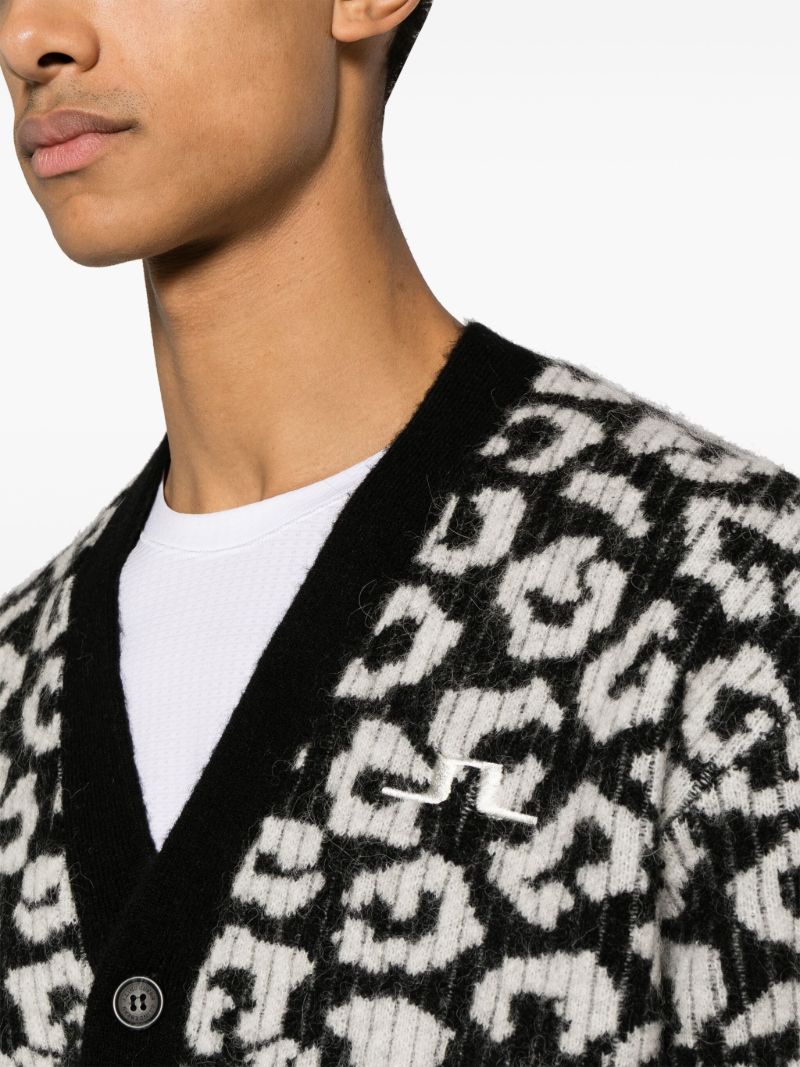 Black Frederic Leopard-pattern Cardigan