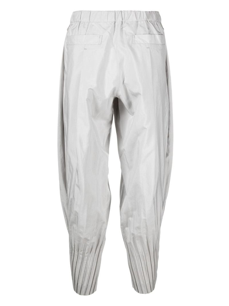 Grey Pleated Tapered Trousers