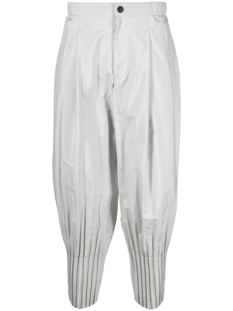 Grey Pleated Tapered Trousers