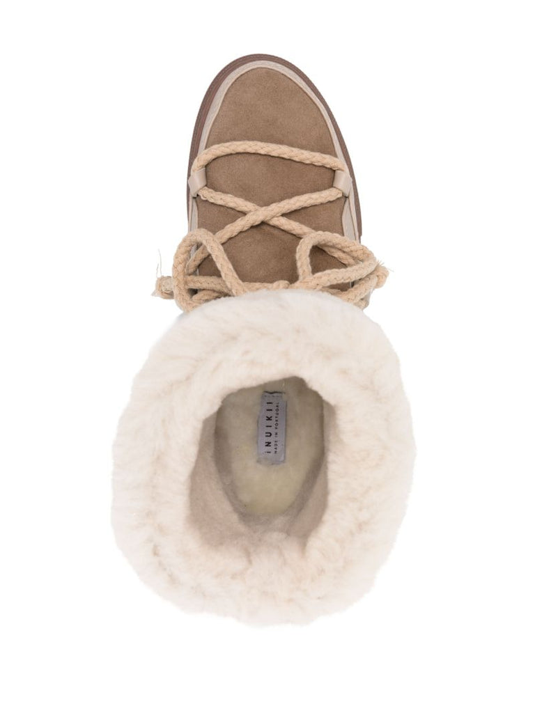 Brown Shearling-trimmed Snow Boots