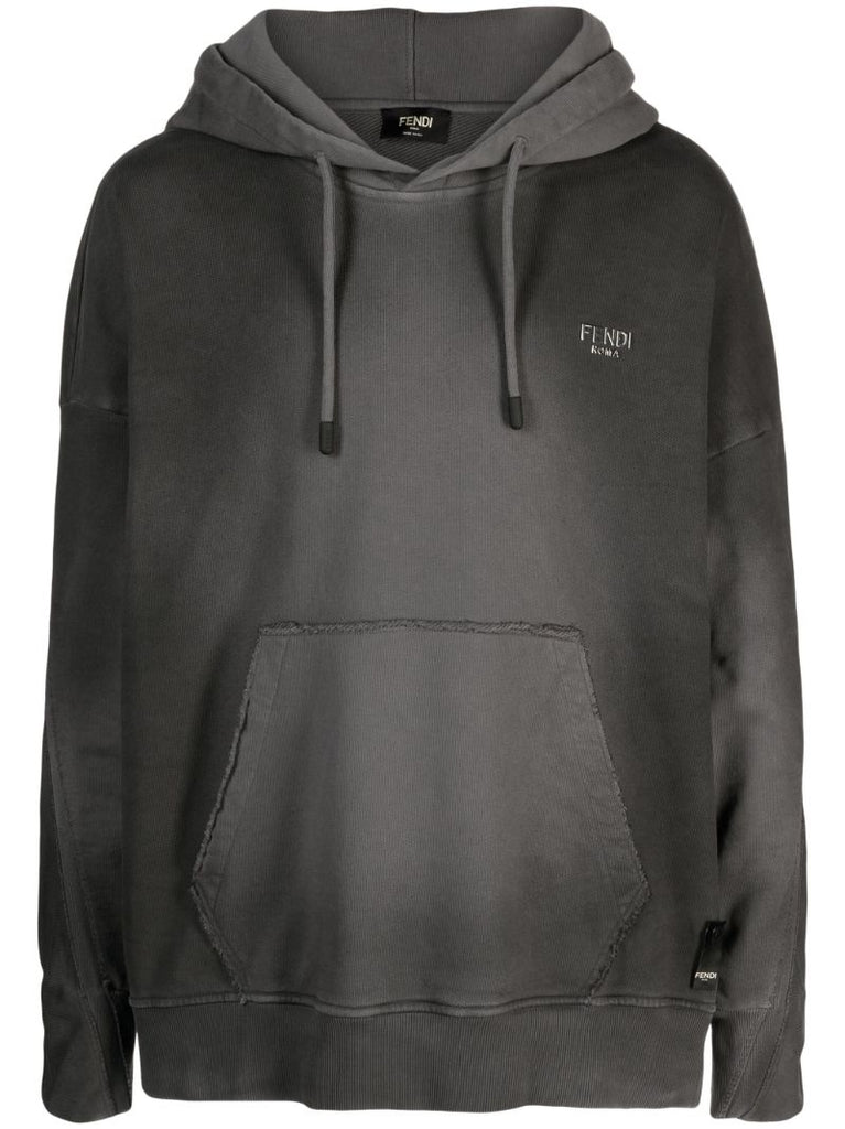 Grey Logo-print Cotton Hoodie