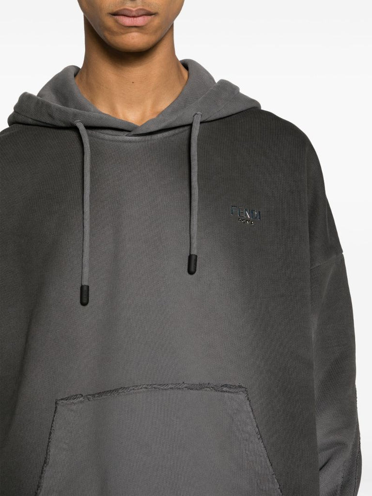 Grey Logo-print Cotton Hoodie