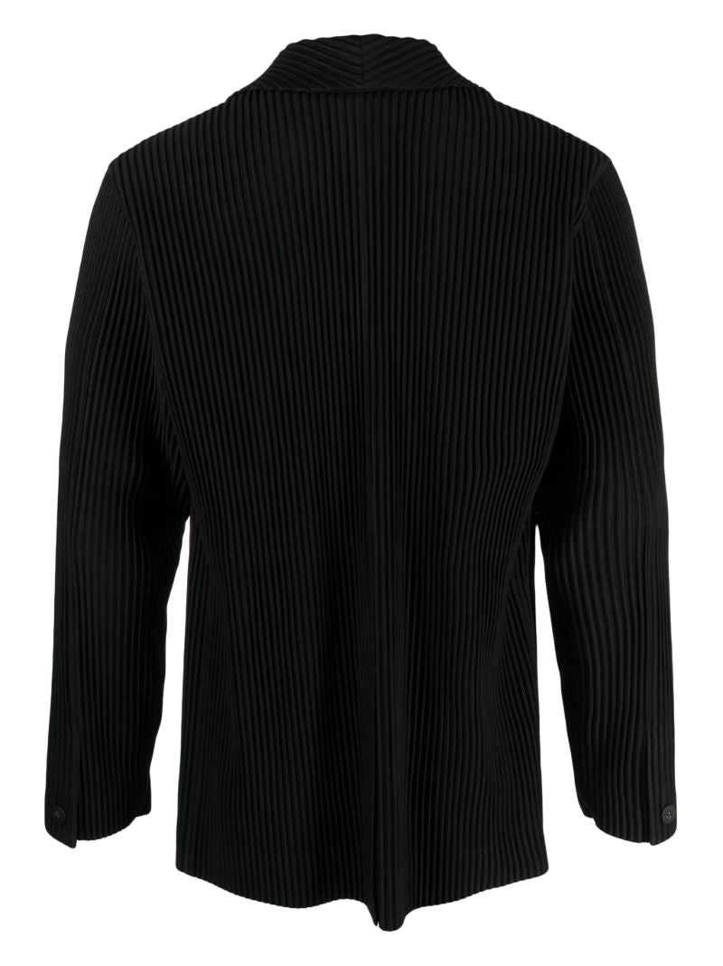 Black PlissÃ_x0083_Â© Single-breasted Blazer