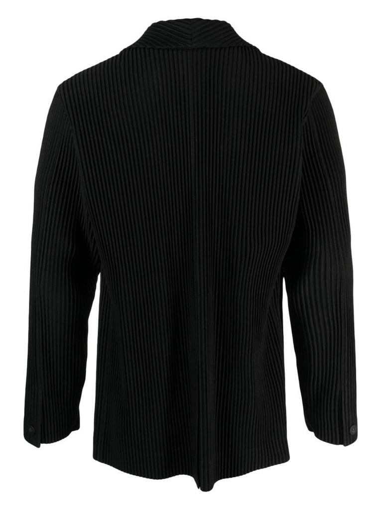 Black PlissÃ_x0083_Â© Single-breasted Blazer