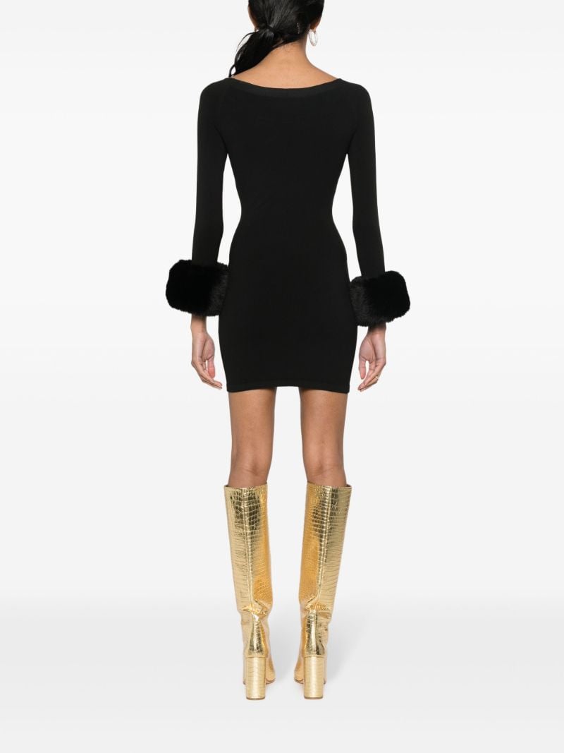 Black Faux-fur Cuff Mini Dress
