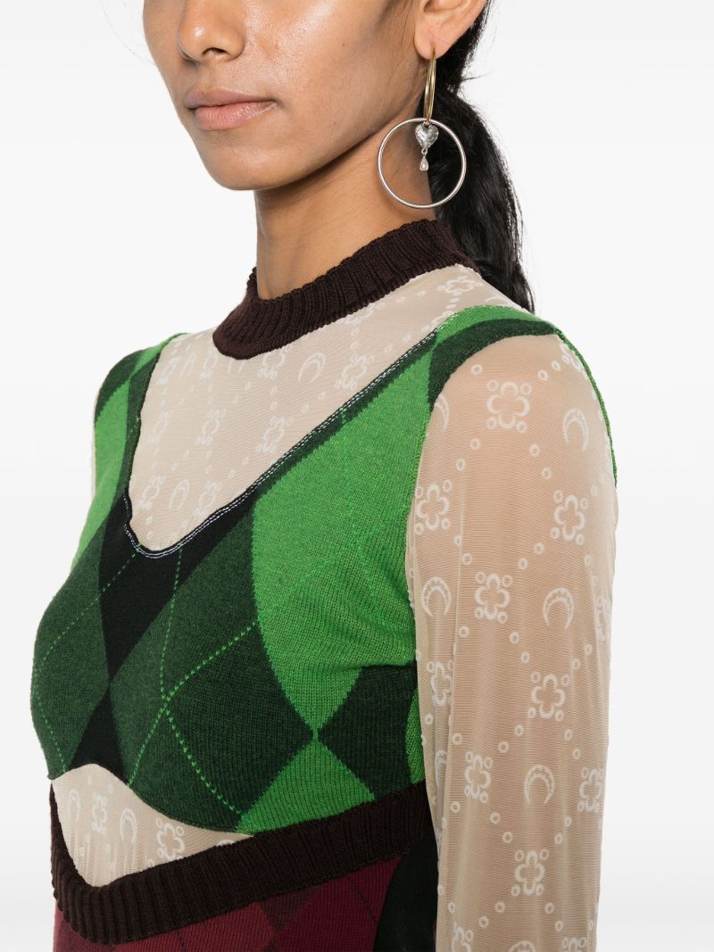 Neutral Regenerated Lozenge-knit Dress