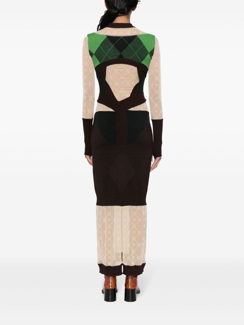 Neutral Regenerated Lozenge-knit Dress