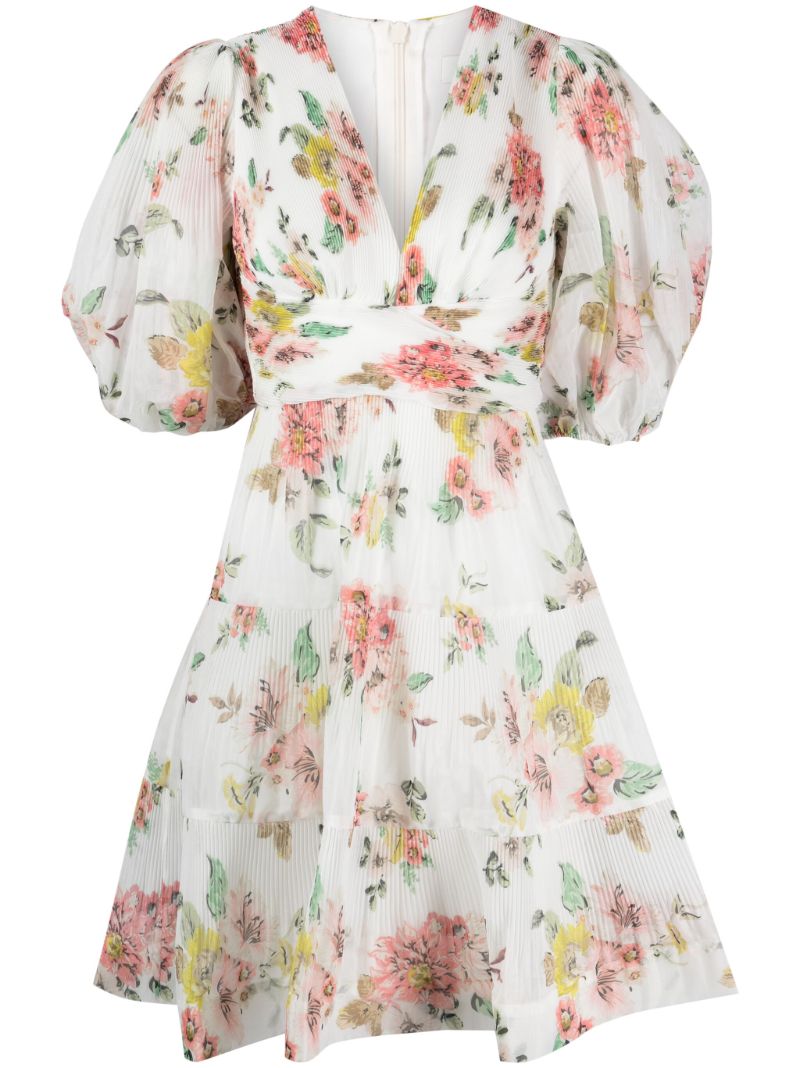 White Floral-print Mini Dress