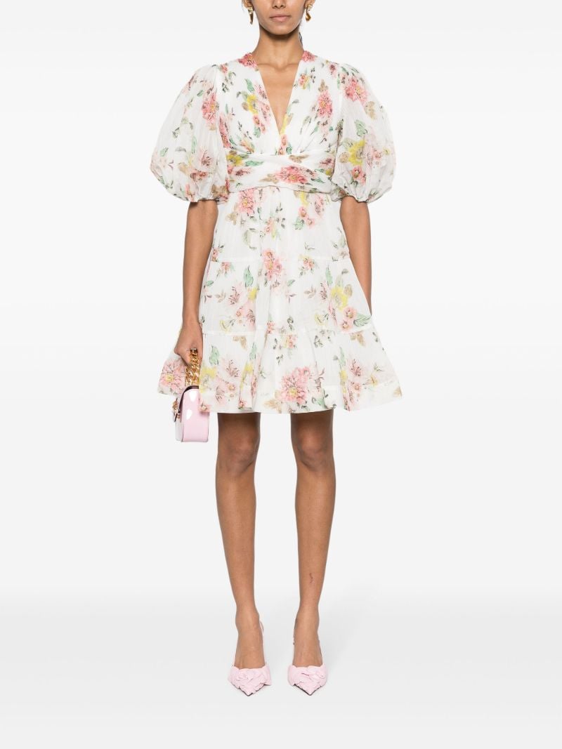 White Floral-print Mini Dress