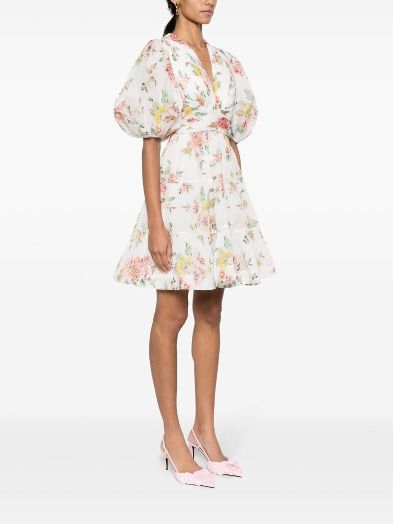 White Floral-print Mini Dress
