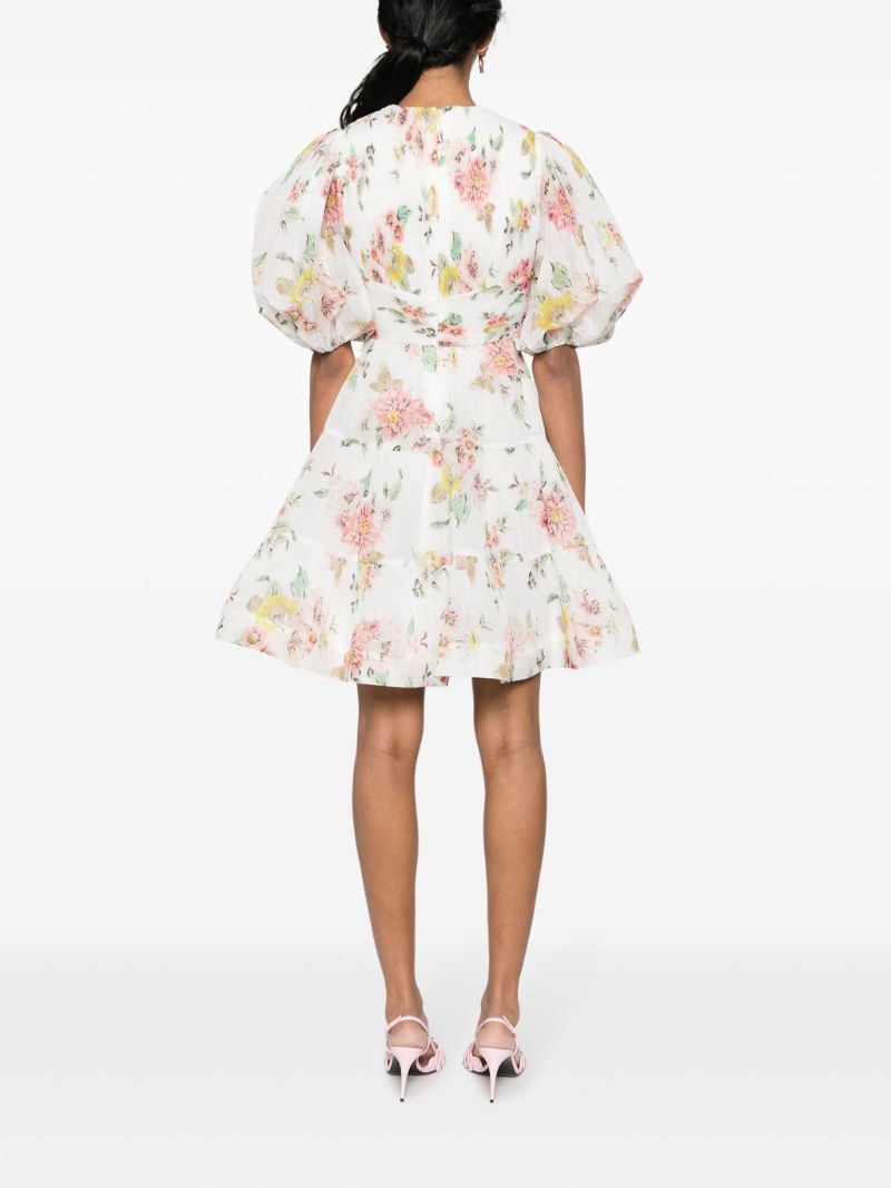 White Floral-print Mini Dress