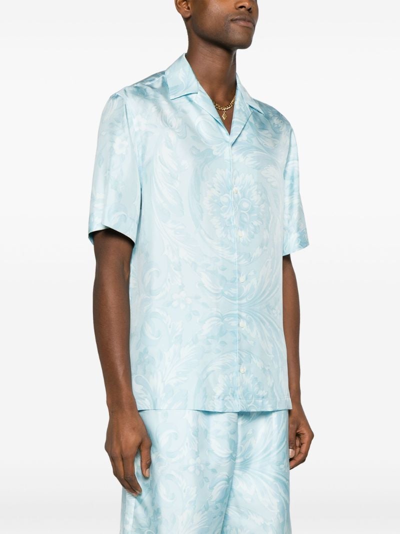 Blue Barocco-print Silk Shirt