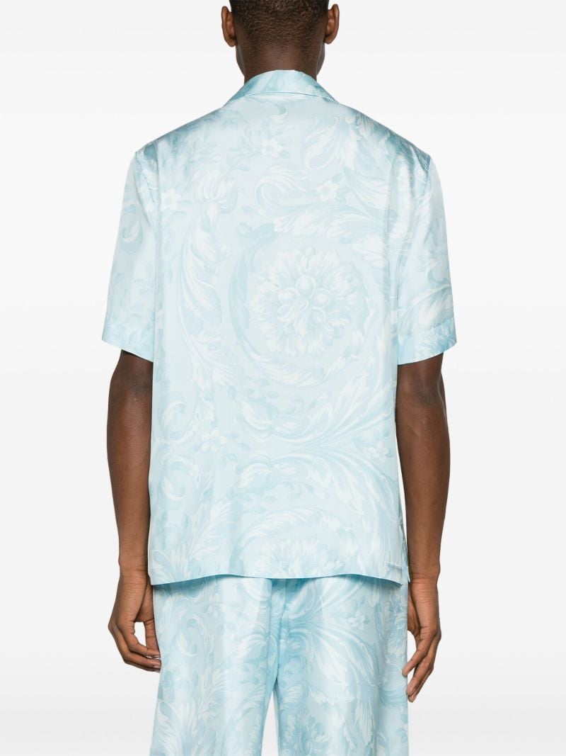 Blue Barocco-print Silk Shirt