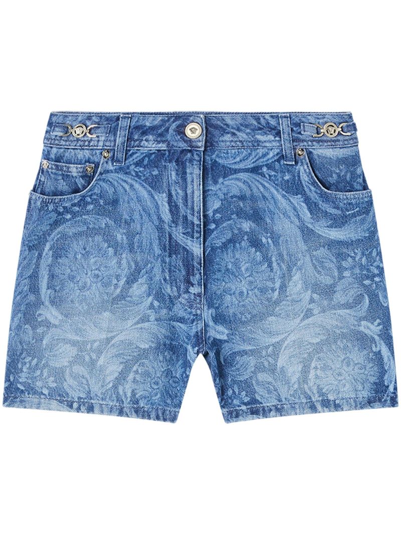 Blue Barocco Boyfriend Denim Shorts