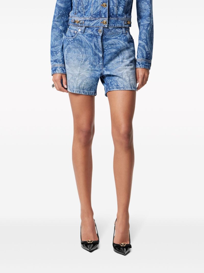 Blue Barocco Boyfriend Denim Shorts