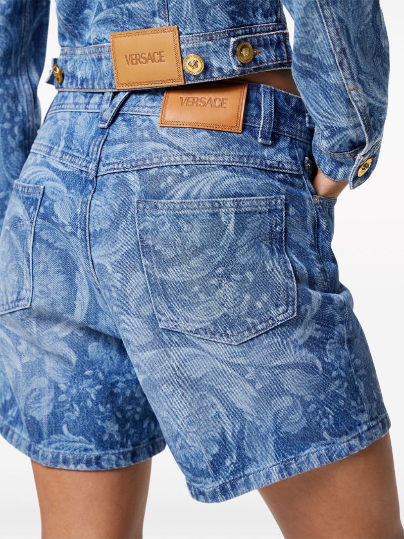 Blue Barocco Boyfriend Denim Shorts